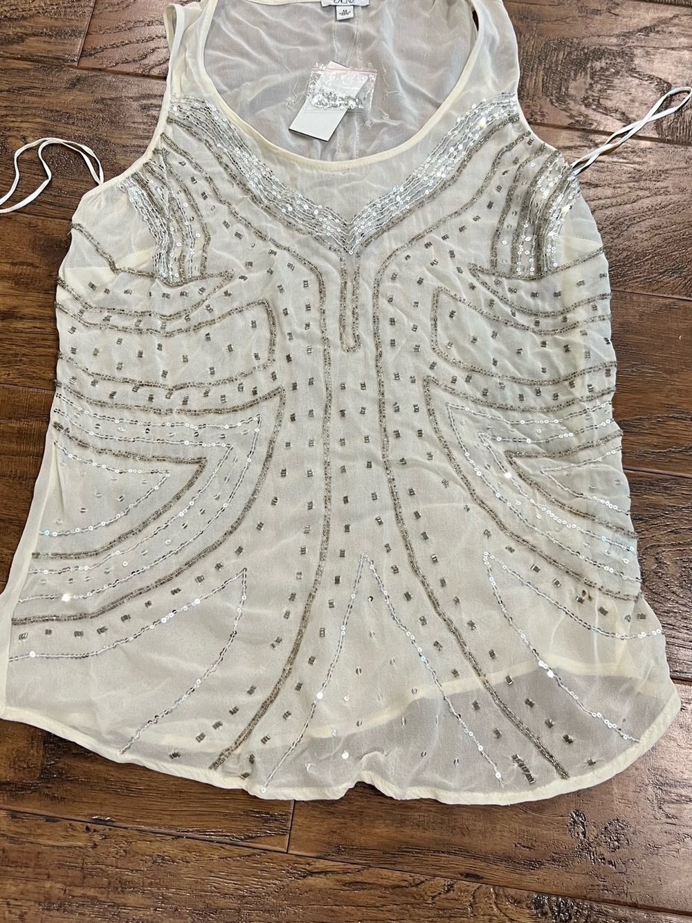 Cache Beaded Ivory Top - M
